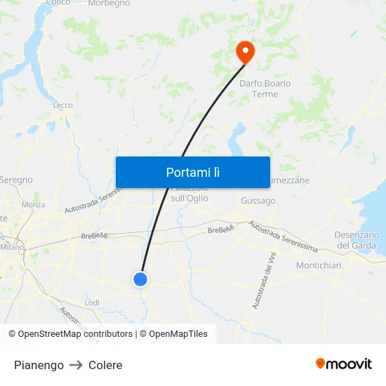 Pianengo to Colere map