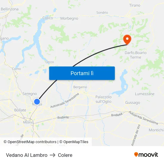 Vedano Al Lambro to Colere map