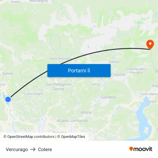 Vercurago to Colere map