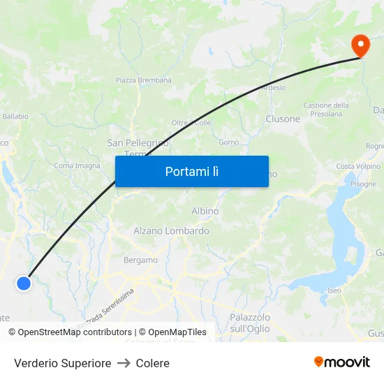 Verderio Superiore to Colere map