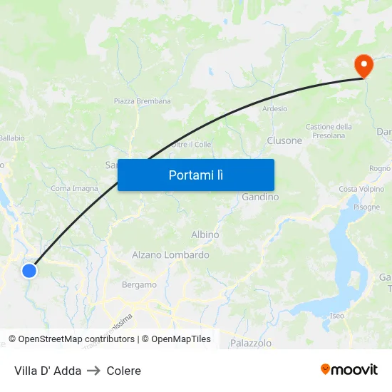 Villa D' Adda to Colere map