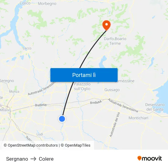 Sergnano to Colere map