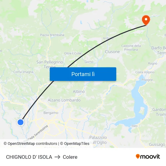CHIGNOLO D' ISOLA to Colere map