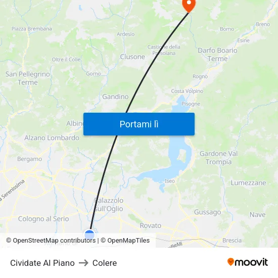 Cividate Al Piano to Colere map