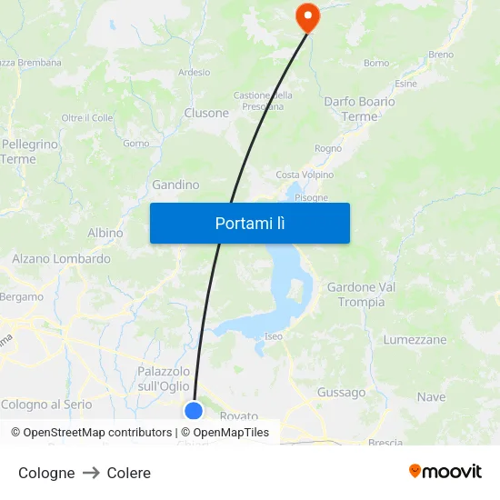 Cologne to Colere map