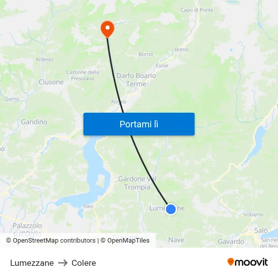 Lumezzane to Colere map