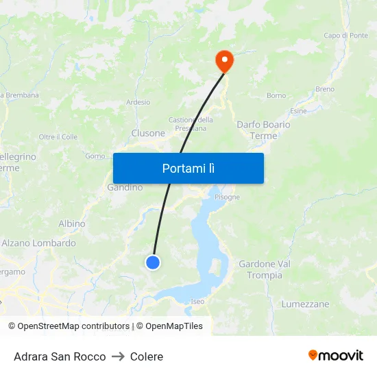 Adrara San Rocco to Colere map