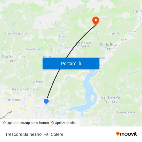 Trescore Balneario to Colere map