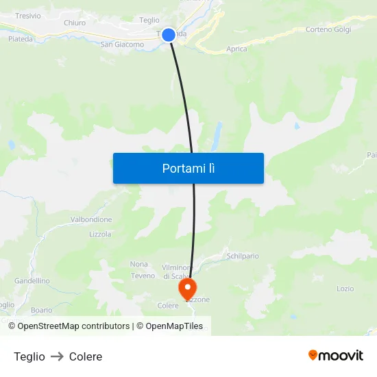 Teglio to Colere map