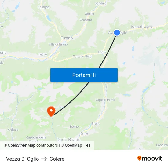 Vezza D' Oglio to Colere map