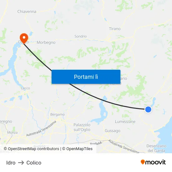 Idro to Colico map