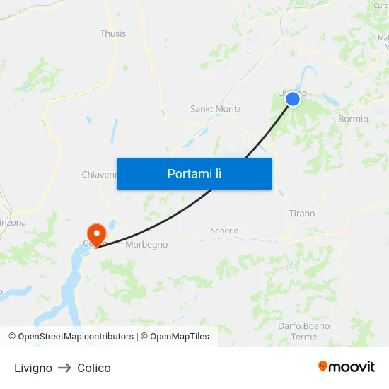 Livigno to Colico map