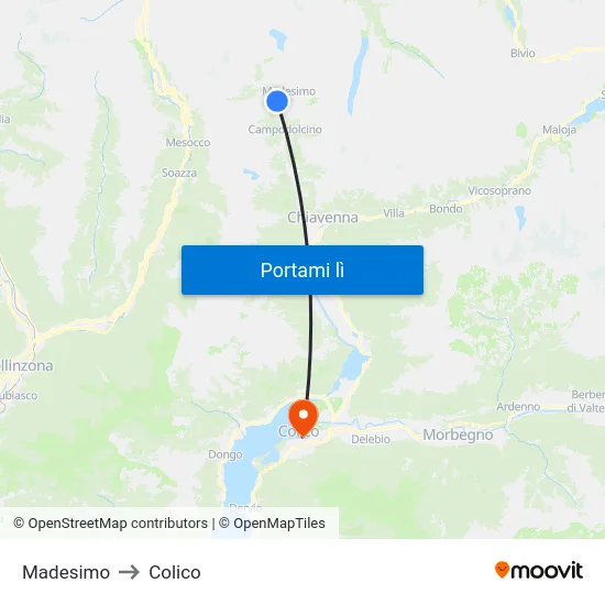 Madesimo to Colico map