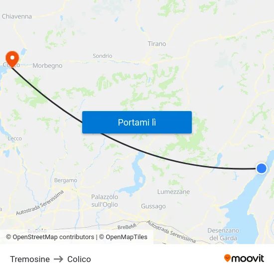 Tremosine to Colico map