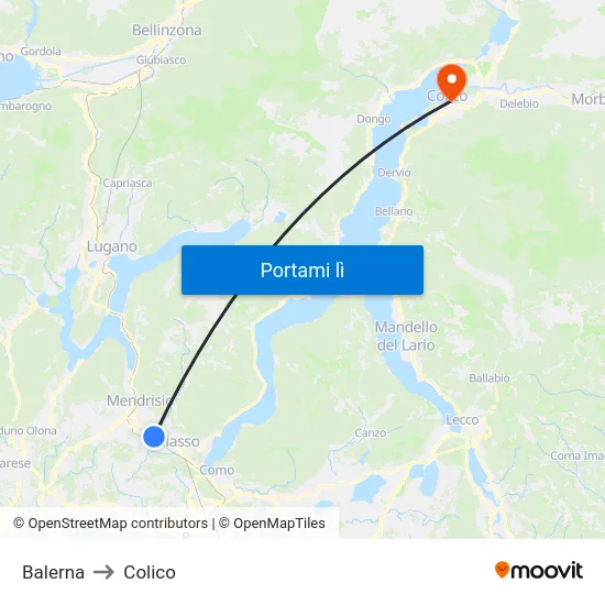 Balerna to Colico map