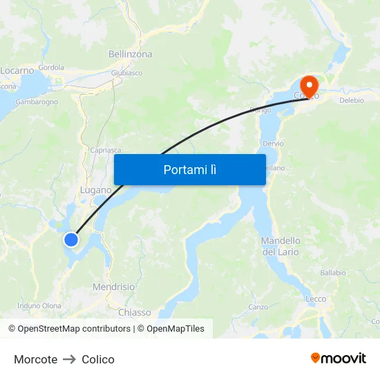 Morcote to Colico map