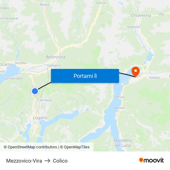 Mezzovico-Vira to Colico map