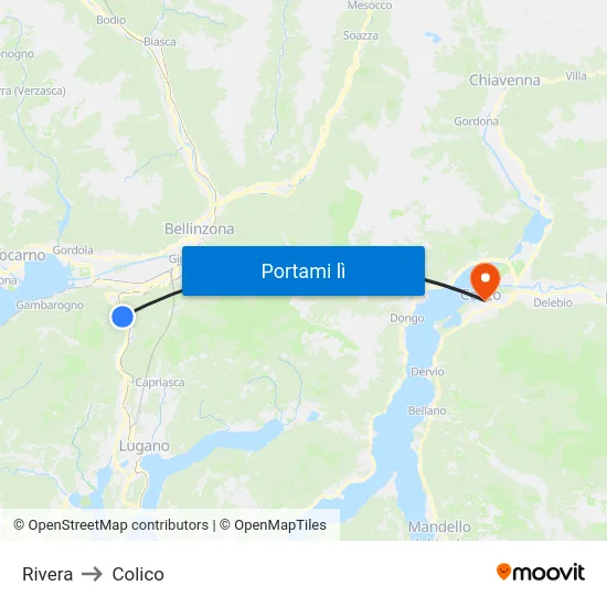 Rivera to Colico map