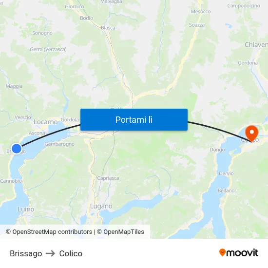 Brissago to Colico map