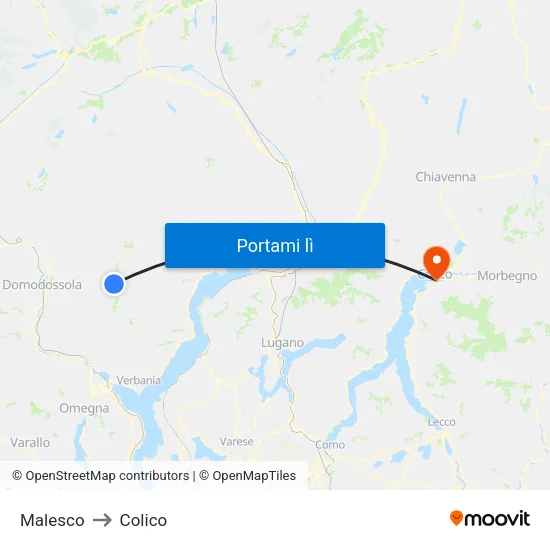 Malesco to Colico map