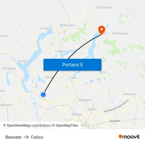 Besnate to Colico map