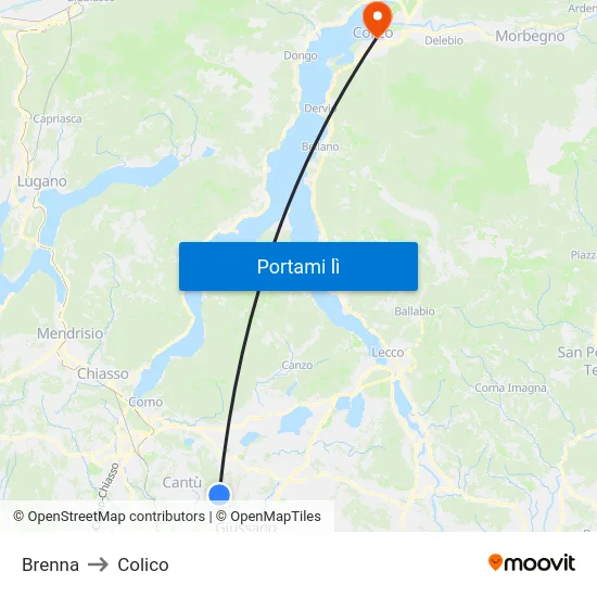 Brenna to Colico map