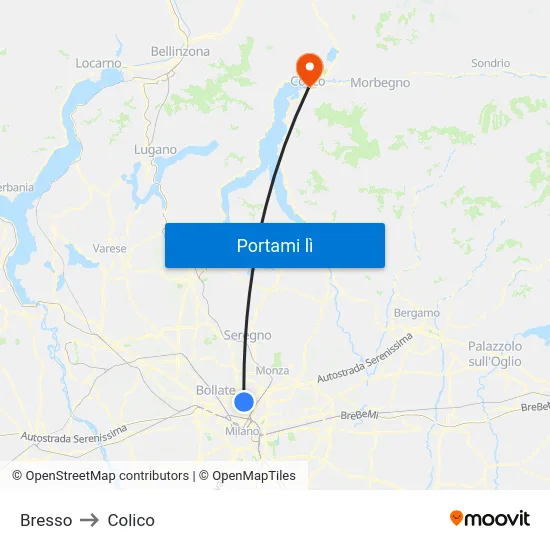 Bresso to Colico map