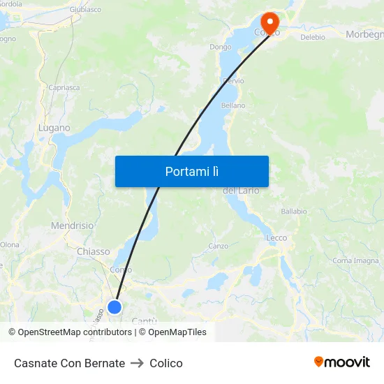 Casnate Con Bernate to Colico map