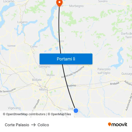 Corte Palasio to Colico map