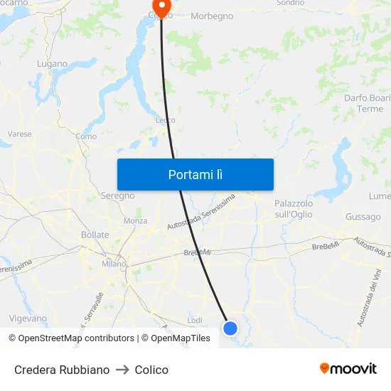 Credera Rubbiano to Colico map