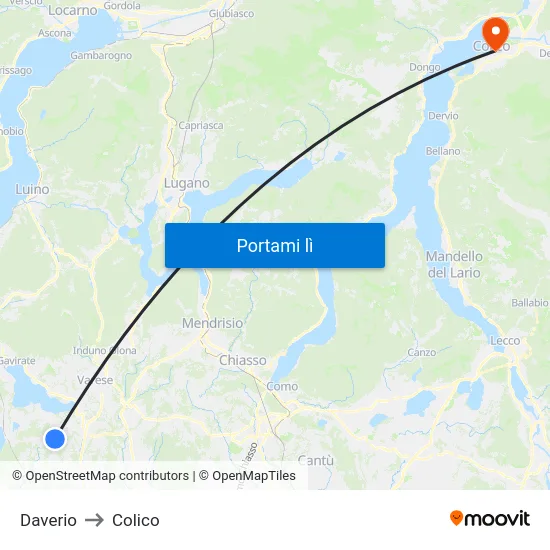Daverio to Colico map