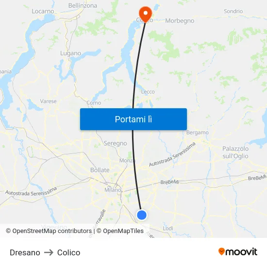 Dresano to Colico map
