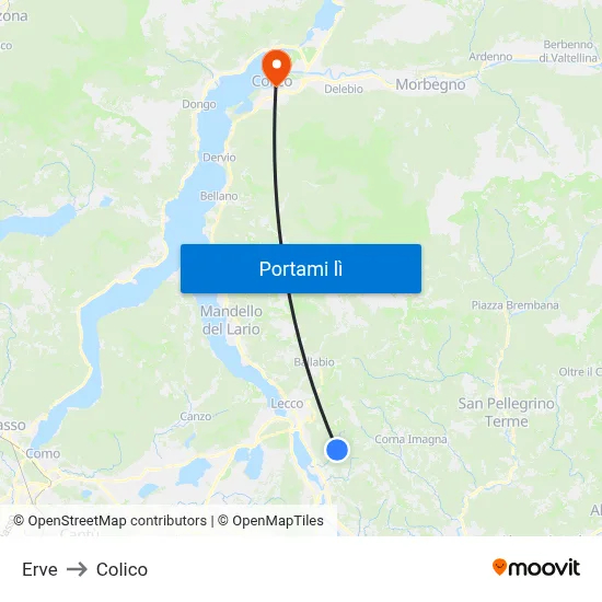 Erve to Colico map