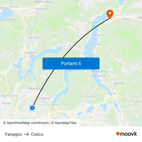 Faloppio to Colico map