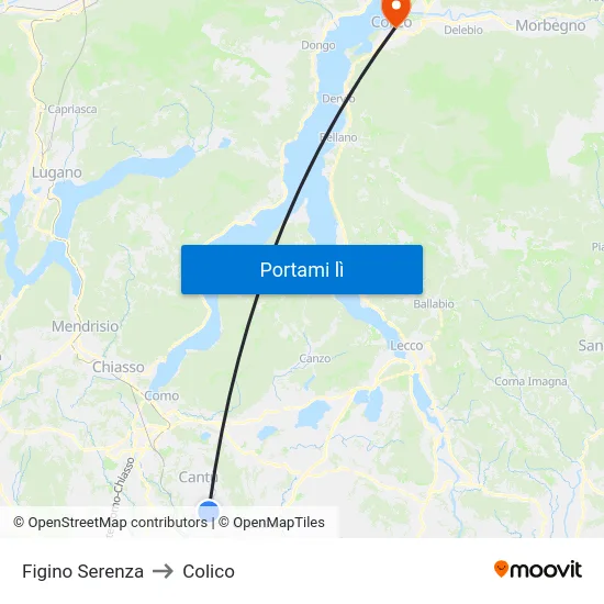 Figino Serenza to Colico map
