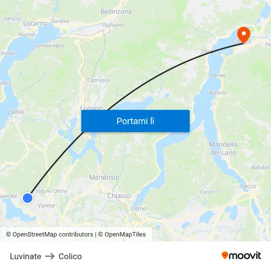 Luvinate to Colico map