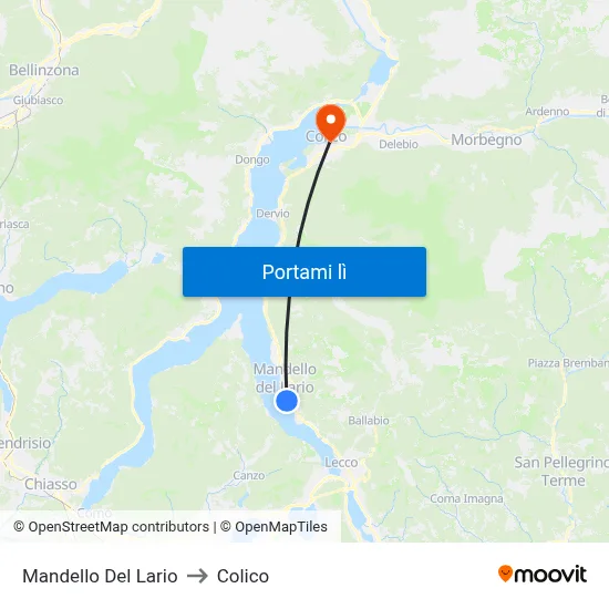 Mandello Del Lario to Colico map