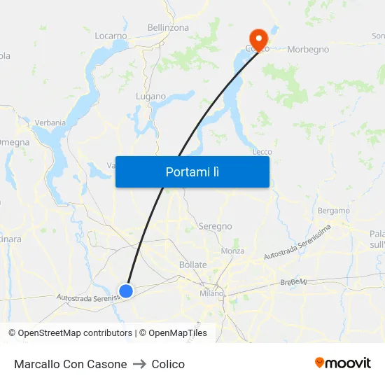 Marcallo Con Casone to Colico map