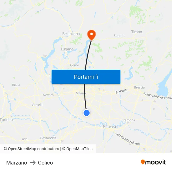 Marzano to Colico map