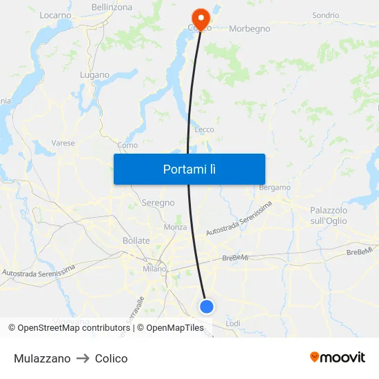 Mulazzano to Colico map
