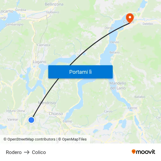 Rodero to Colico map