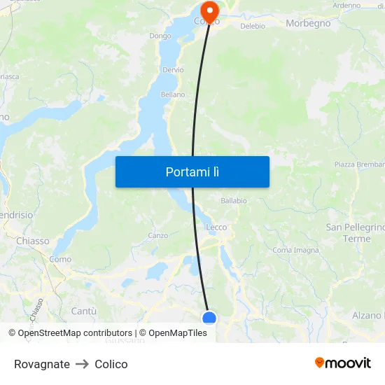 Rovagnate to Colico map