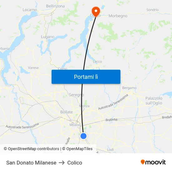 San Donato Milanese to Colico map