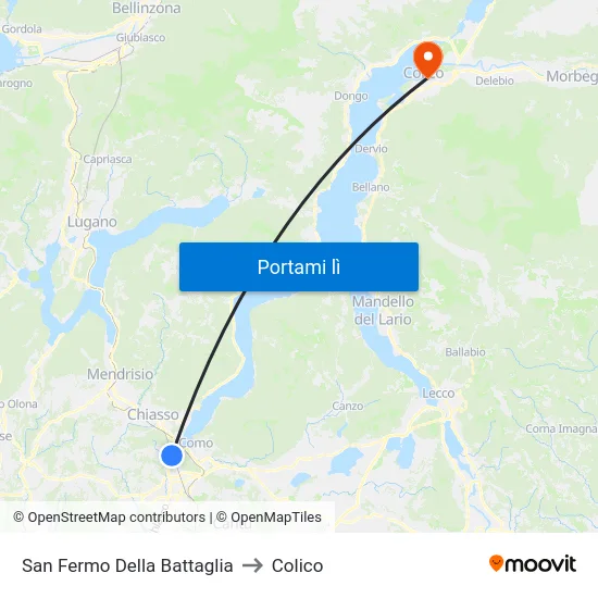 San Fermo Della Battaglia to Colico map