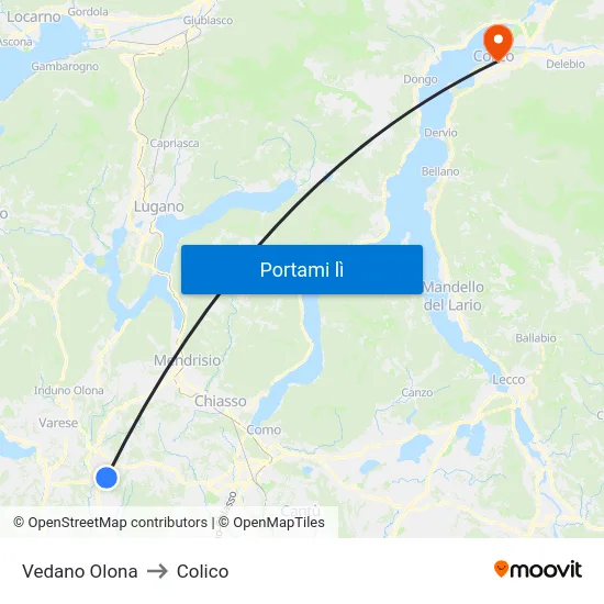 Vedano Olona to Colico map