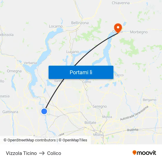 Vizzola Ticino to Colico map
