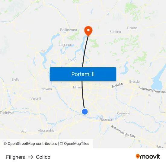 Filighera to Colico map