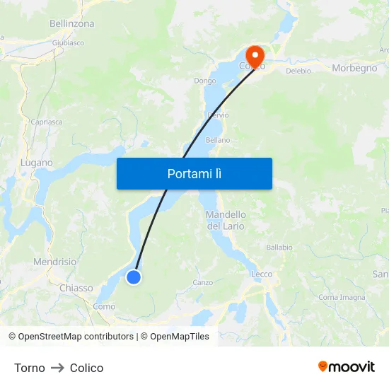 Torno to Colico map