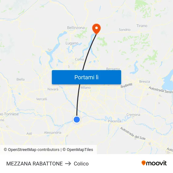 MEZZANA RABATTONE to Colico map
