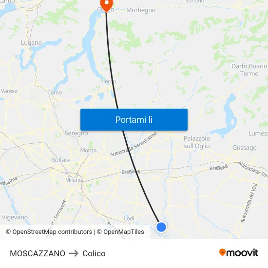 MOSCAZZANO to Colico map